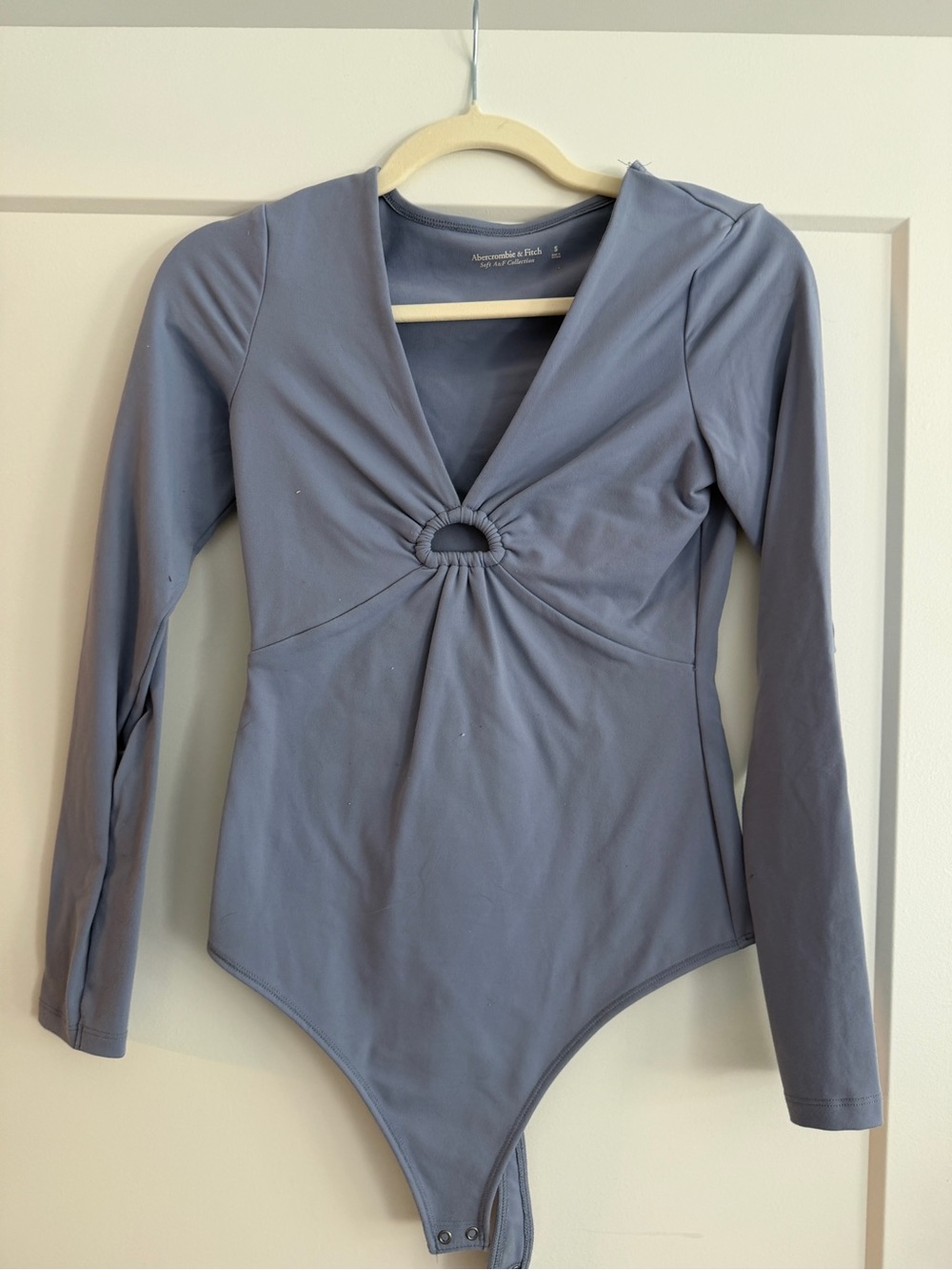 Abercrombie & Fitch Slate Blue Ring-Front Long Sleeve Bodysuit
